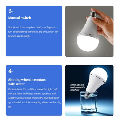 LED Rechargeable Bulb Light E27 7W 1500mAh Emergency Bulb 220V 110V for Home Power Outdoor Camping Failure Porch Garden Lamp