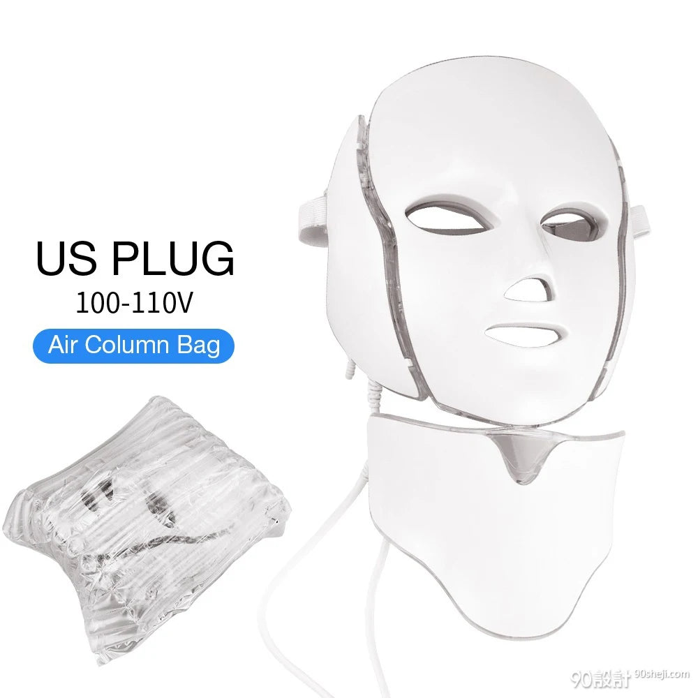 7 Colors LED Facial Mask with Neck LED Light Photon Mask Skin Rejuvenation Anti Acne Beauty Device Face Lifting Firm Massager