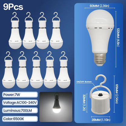 LED Rechargeable Bulb Light E27 7W 1500mAh Emergency Bulb 220V 110V for Home Power Outdoor Camping Failure Porch Garden Lamp