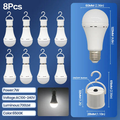 LED Rechargeable Bulb Light E27 7W 1500mAh Emergency Bulb 220V 110V for Home Power Outdoor Camping Failure Porch Garden Lamp