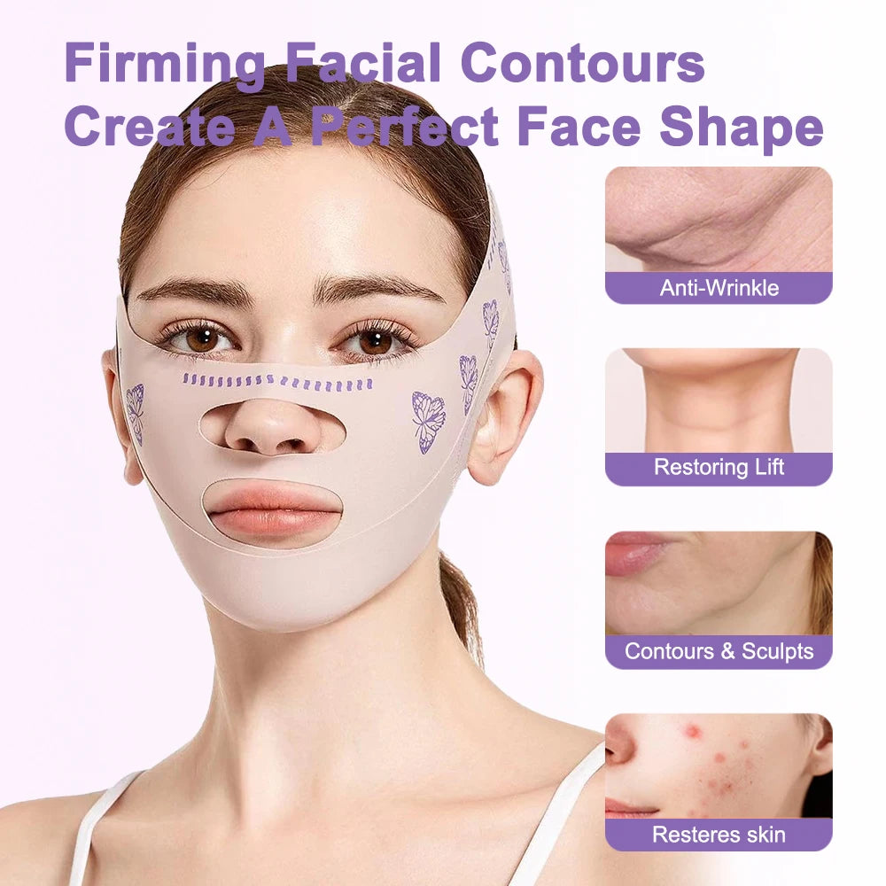V Line Face Lifting Mask, Chin Strap for Sleeping, V Line Lifting Mask Face Slimming Strap, Double Chin Reducer Jaw Exerciser